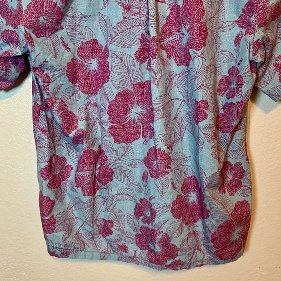 Cooke Street Men’s Hawaiian Floral Button Down Shirt Short Sleeve Blue & Red XXL - Picture 8 of 9
